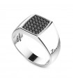 Zancan Men's Ring - Insignia 925 Chevalier in 925% Silver with Black Spinels Size 24