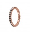 Bronzallure Women's Ring - Miss Fedina Rose Gold with Black Spinels Size 16
