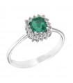 Picca Woman's Ring - in 18K White Gold with Natural Diamonds and 0.55 ct Emerald - 0
