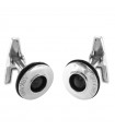 Arkano Cufflinks for Men - Round in 18K White Gold with Black Pearl - 0