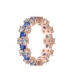 Bronzallure Women's Ring - Miss Veretta Rose Gold with Blue Cubic Zirconia Size 16