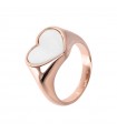 Bronzallure Women's Ring - Alba Chevalier Rose Gold with White Pearl Heart Size 14