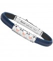 Zancan Men's Bracelet - Spring in Blue Leather with Plate in 925% Silver and Screws in 18 Kt Rose Gold