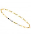 Zancan Men's Bracelet - Insignia Gold in 18K Yellow Gold with Plate in 18K White Gold and White Diamonds