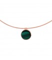 Bronzallure Necklace for Woman - Alba Rose Gold with Green Malachite Flat Pendant