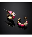 Chiara Ferragni Women's Earrings - Neon Gold Hearts Circle with Pink Hearts - 0
