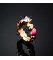 Chiara Ferragni Women's Ring - Little Neon Gold Heart with White Zircon Heart and Pink Hearts - Size 12 - 0