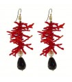 Rajola Earrings for Woman - Licata Pendants with Red Coral and Black Onyx