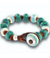 Bracciale Moi - Guatemala con Perle in Vetro di Murano Verdi e Bianche con Dettagli Azzurri