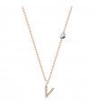 Buonocore Necklace - You Are in 18K Rose Gold with Letter V and Natural Diamonds 0.05 ct - 0