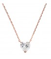 Bronzallure Necklace for Woman - Altissima Rose Gold with White Heart of Cubic Zirconia