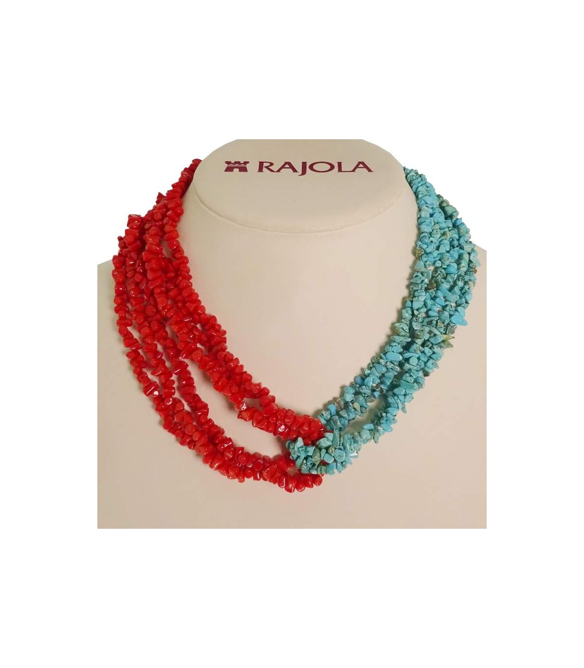 Jaipur, India Turquoise Red Branch Coral Necklace for sale at