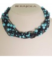 Rajola Women's Necklace - Multi-strand Bubbles with Blue Spinel and Turquoise Paste