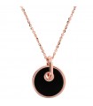 Bronzallure Necklace for Woman - Rose Gold Alba Choker with Black Onyx Flat Pendant