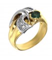 Anello Picca Donna - in Oro Giallo con Diamanti e Smeraldo