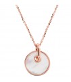 Bronzallure Women's Necklace - Alba Rose Gold Choker with Flat Pearl Pendant