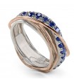 Rubinia Ring - Filodellavita Prezioso 7 Wires in 9K Rose Gold and Silver with Sapphires 0.99 ct - Size 14 - 0