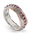 Rubinia Ring - Filodellavita Prezioso 7 Wires in 9 Carat Rose Gold and Silver with Rubies 0.99 ct - Size 14 - 0
