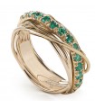 Rubinia Ring - Filodellavita Prezioso 7 Wires in 9 Carat Yellow Gold with Emeralds 0.75 ct - Size 14 - 0