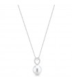 Coscia Pendant for Woman - in 18K White Gold with 11-12mm Freshwater Pearl and 0.23 Ct Diamonds - 0