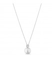 Coscia Pendant for Woman - in 18K White Gold with 11-12mm Freshwater Pearl and 0.08 Ct Diamonds - 0