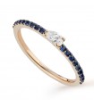 Buonocore - Playful Ring in 18K Rose Gold with Blue Sapphires and White Drop Diamond - 0