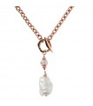 Bronzallure Necklace for Woman - Maxima Rose Gold Tie with Baroque Pearl Pendant