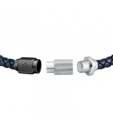 Maserati Bracelet - Jewels - Blue Leather-Steel Clasp-JM223AVE16