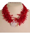 Rajola Women's Necklace - Choker Mermaids with Coral Fringes and Cameo with Flowers