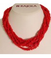 Collana Rajola da Donna - Multifilo con Frange di Corallo Rosso e Madreperla