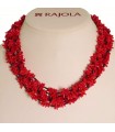 Rajola Women's Necklace - Multi-strand Bubbles with Red Coral and Black Spinels