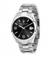 Maserati Men's Watch - Time and Date Silver 43mm Black Attraction