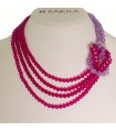 Rajola Women's Necklace - Hugs with Clear Amethyst and Bordeaux Jade