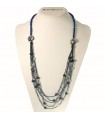 Rajola Women's Necklace - Jazz with Blue Agate and Black Spinels