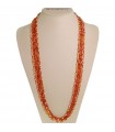 Rajola Women's Necklace - Long Waltz with Carnelian and Pink Pearls