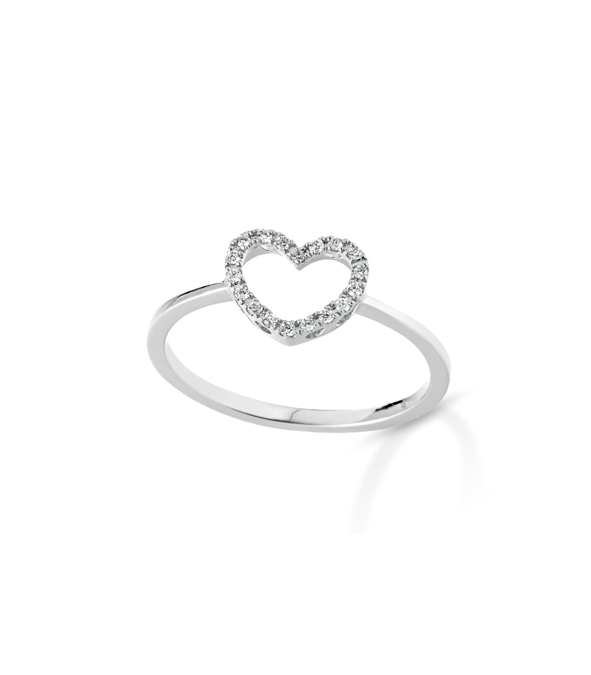 Lelune Diamonds Woman's Ring - in 18K White Gold Open Heart with