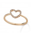 Lelune Diamonds Woman's Ring - in 18k Rose Gold Open Heart with Natural Diamonds 0.06 ct - 0