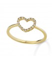 Lelune Diamonds Woman's Ring - in 18K Yellow Gold Open Heart with Natural Diamonds 0.06 ct - 0