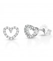 Lelune Diamonds Woman's Earrings - Heart in 18K White Gold with 0.10 carat Natural Diamonds