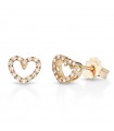 Lelune Diamonds Woman's Earrings - Heart in 18K Rose Gold with 0.10 carat Natural Diamonds - 0