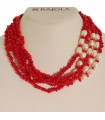 Rajola Necklace for Woman - Millegocce with Red Coral and Baroque Pearls - 0