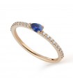 Buonocore Ring - Playful in 18K Rose Gold with Natural Diamonds and Drop Blue Sapphire - 0