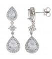 Salvatore Plata Earrings for Woman - Diversity in 925% Rhodium Plated Silver with Hanging Drops and Cubic Zirconia