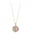 Salvatore Plata Necklace for Woman - Rosette with Round Pendant and Multicolor Cubic Zirconia