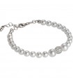 Boccadamo Women's Bracelet - Pearls with Degradè Pearl String and Boule with White Zircons