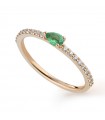 Buonocore Ring - Playful in 18K Rose Gold with Natural Diamonds and Drop Emerald - 0