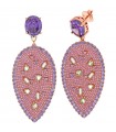 Salvatore Plata Earrings for Woman - Afternoon Rose Gold with Pink Cubic Zirconia Pavè Drop Pendants - 0