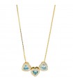 Boccadamo Necklace for Woman - Sophie in 925% Gold Plated Silver with Aquamarine Hearts and White Zircons