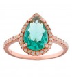 Salvatore Plata Women's Ring - Afternoon Rose Gold with Green Crystal and Zircons Size 18