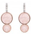 Orecchini Bronzallure da Donna - Altissima Rose Gold con Cubic Zirconia e Dischi di Quarzo Rosa